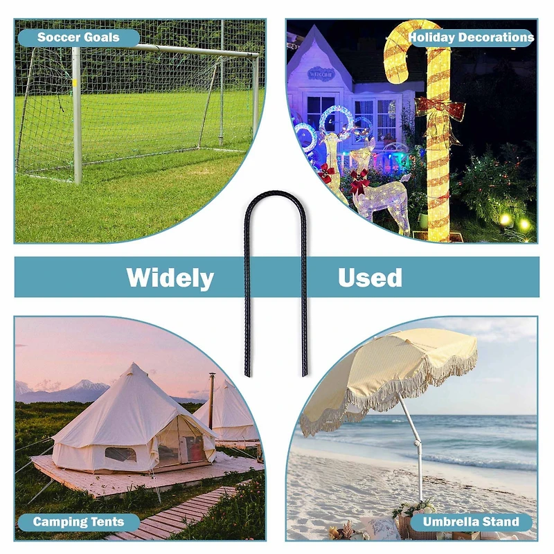 Yescom 16 Pack Trampoline Stakes Ground Anchors 11 Inch U Shaped Heavy Duty for Outdoor Camping Tent