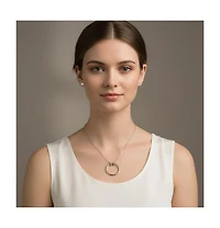 Sterling Silver White Gold Plated Hollow Circle Pendant Necklace