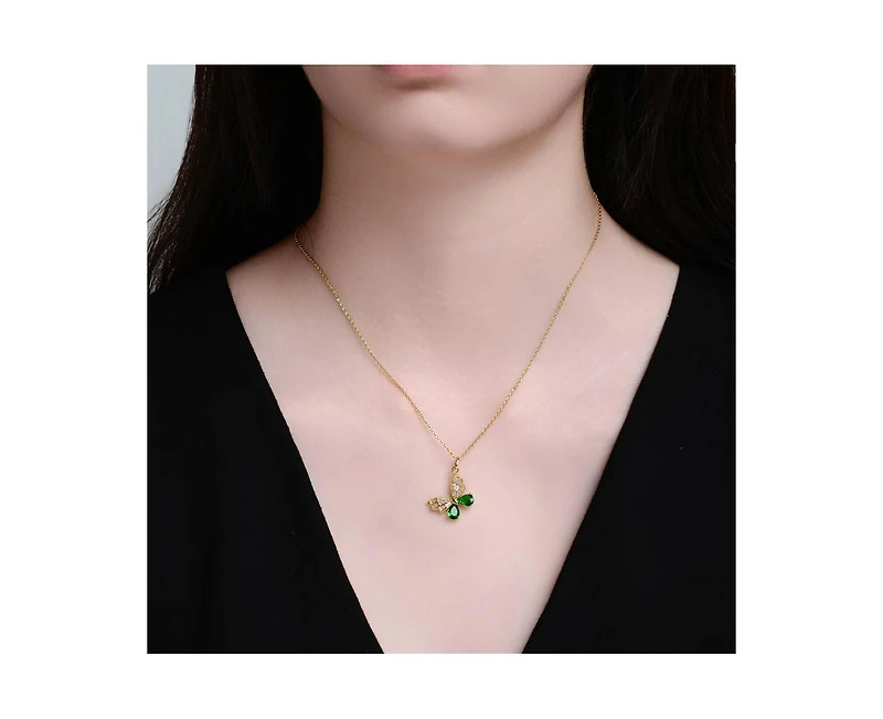 Rachel Glauber Sparkling 14K Gold Plated Cz Butterfly Pendant Necklace