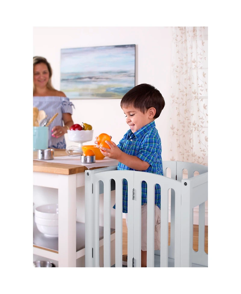 Guidecraft Contemporary Kitchen Helper Step Stool - Walnut: Kids' Adjustable, Foldable Wooden Learning Toddler Tower with Non-Slip Mat