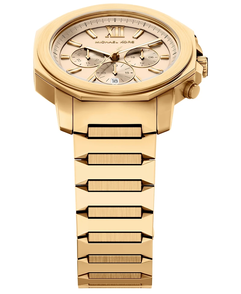 Michael Kors Men's Prescott Chronograph Gold-Tone Stainless Steel Watch, 44mm