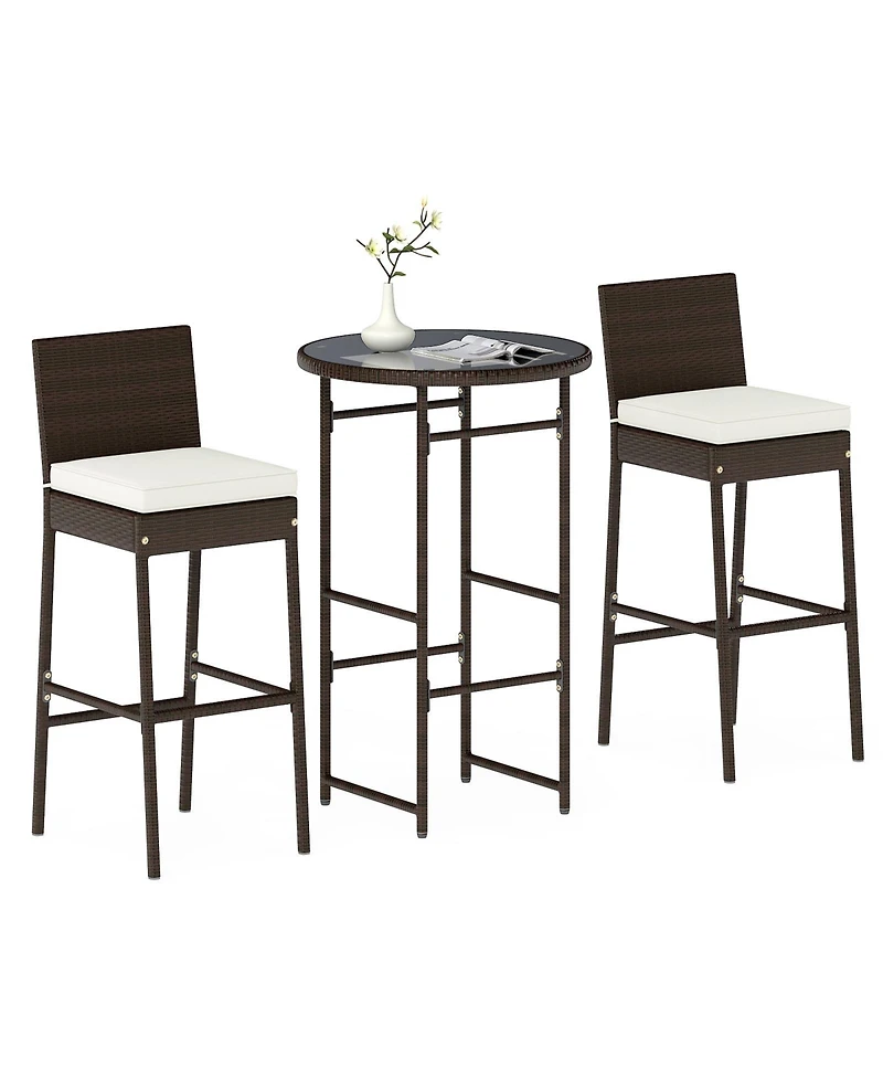 Slickblue Patio Metal Bar Table Set with 2 Barstools, 3 Pieces