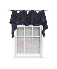Rlf Home Crinkle Taffeta 3-s Victory 100% Polyester Tab Top Swag Window Curtain 54" x 25" Navy
