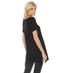White Mark Women's Short Sleeve Swing Tunic Top