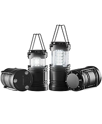 Mecale 4-Pack Led Camping Lanterns, Battery Powered, Magnetic Base, Collapsible Hanging Lights, Black
