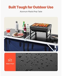 Mecale Camping Kitchen Table – Folding Aluminum Cook Station with Storage & Adjustable Heights