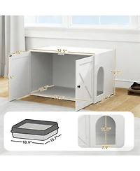 Aostirmotor Wooden Cat Litter Box Enclosure in White