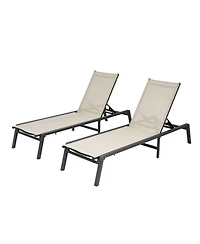 Mecale Set of 2 Outdoor Chaise Lounge Chairs, 400 lbs Capacity, Foldable Sun Tanning Chairs with 5 Adjustable Positions, Aluminum