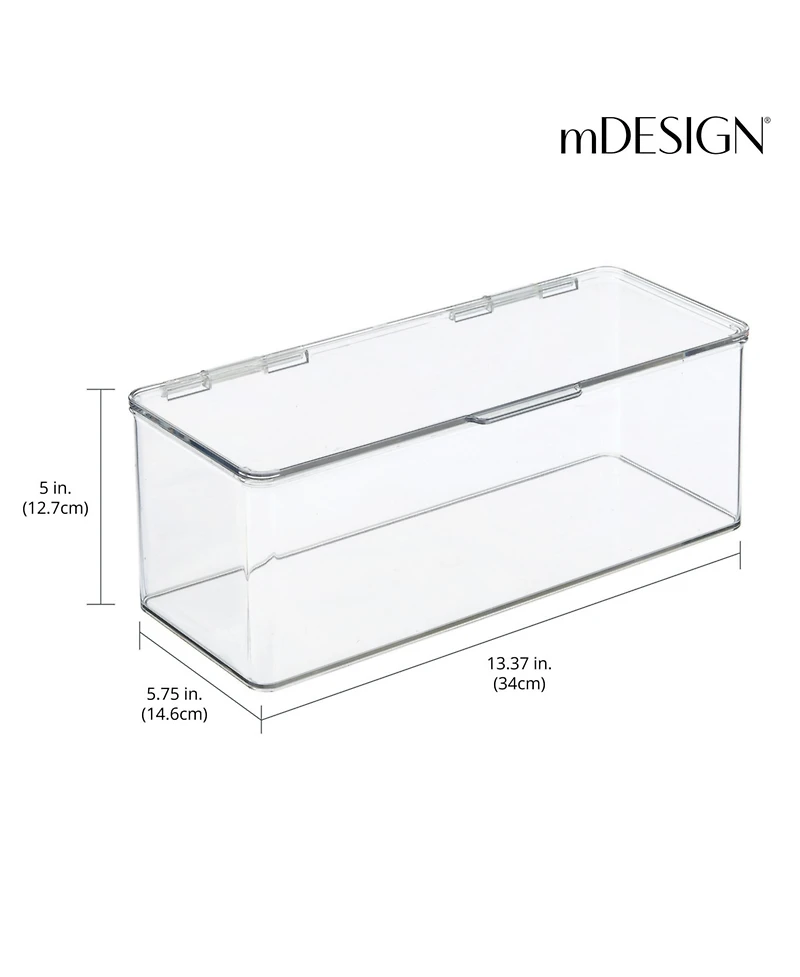 mDesign Plastic Bathroom Vanity Organizer Bin Box with Hinged Lid, 4 Pack