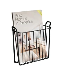 mDesign Metal Wall Mount Decorative Magazine Rack Organizer Bin Basket