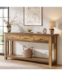 Tribesigns Console Table with 3 Drawers, Extra Long Farmhouse Entryway Table with Storage Shelf