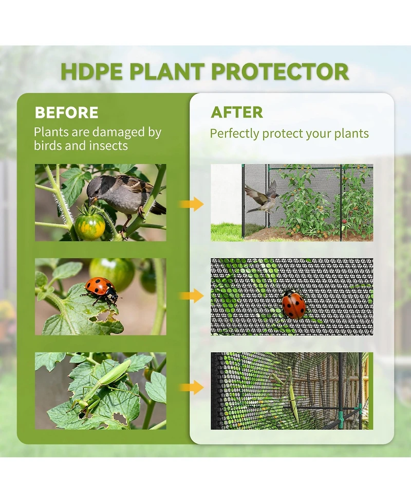 Outsunny Crop Cage, Large Plant Protection Tent with Zippe Door,