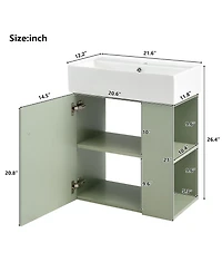 Cesicia 22 in. Modern Floating Bathroom Vanity with Ceramic Basin and Right Side Storage for Small Bathrooms