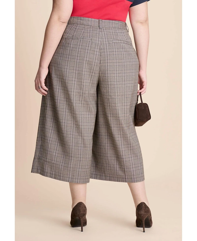 Eloquii Women's Plaid Culotte Trouser