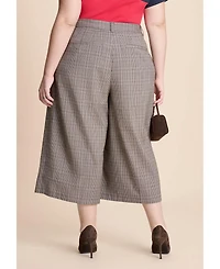 Eloquii Women's Plaid Culotte Trouser