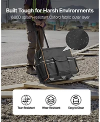 Mecale Rolling Tool Bag on Wheels, 110 lb Capacity, 25 Pockets, Heavy-Duty Tool Organizer with Telescoping Handle & Stable Base