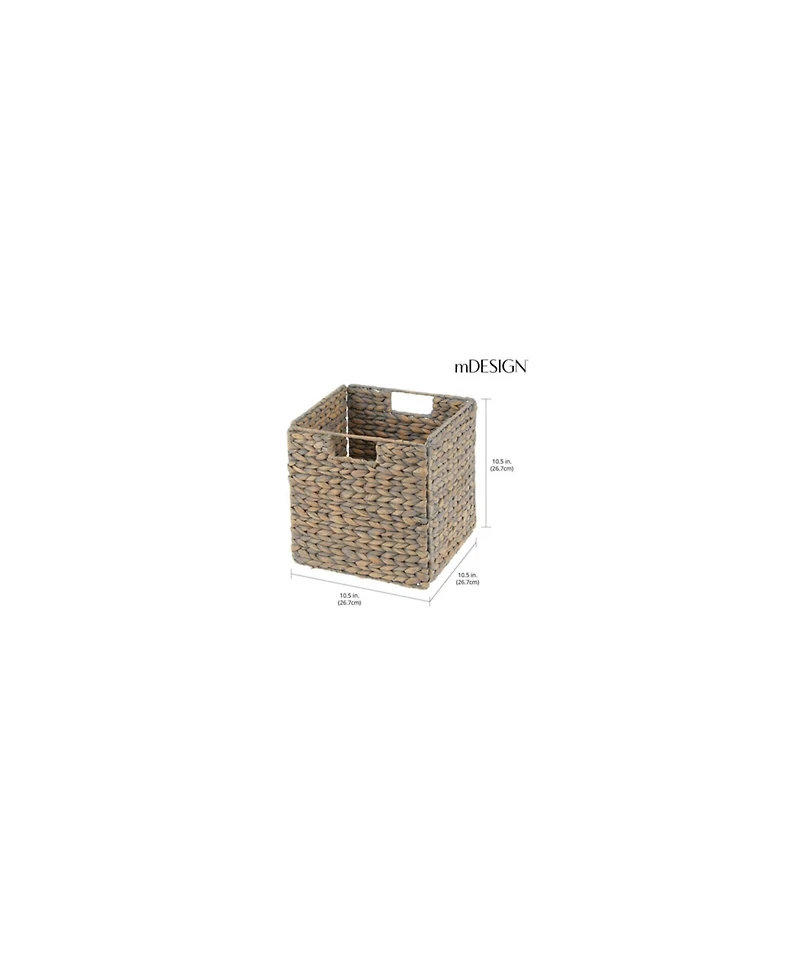 Hyacinth Woven Cube Bin Basket Organizer, Handles, 6 Pack, Gray Wash
