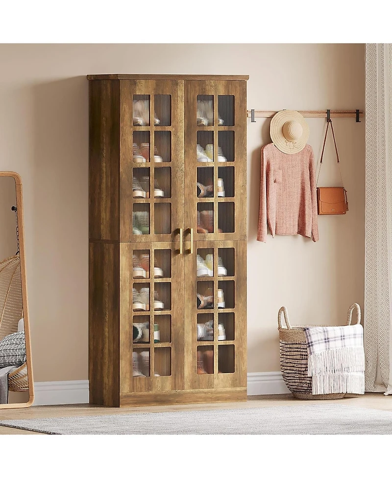 Tribesigns 71-Inch Tall Shoe Cabinet with Doors Set of 2, 8-Tier Shoe Storage Cabinet with Adjustable Shelves, Modern Shoe Organizer Shoe Rack Cabinet