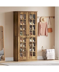 Tribesigns 71-Inch Tall Shoe Cabinet with Doors Set of 2, 8-Tier Shoe Storage Cabinet with Adjustable Shelves, Modern Shoe Organizer Shoe Rack Cabinet