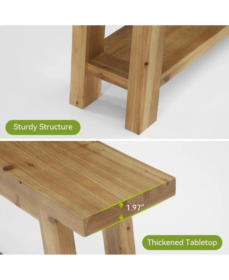 Tribesigns 70.9" Solid Wood Console Table, 2-Tier Farmhouse Sofa Table for Entryway & Living Room, Natural