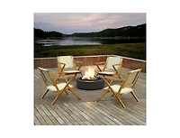 Slickblue Teak Wood Patio Chair with Webbing Seat and Backrest