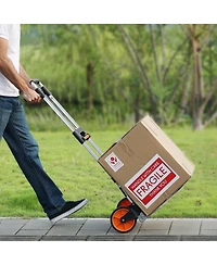 Mecale Folding Hand Truck, 309 lb Capacity, Aluminum Convertible Hand Truck & Dolly, Telescoping Handle, Pp+Tpr Wheels, Lightweight Cart