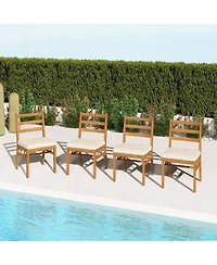 Slickblue 4-Piece Patio Wooden Dining Chairs with Padded Seats