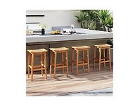 Slickblue Set of 2 Outdoor Acacia Wood Bar Stools with Rattan Seats