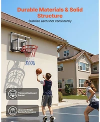 Mecale Wall-Mount Basketball Hoop, 44" Pc Backboard with Solid Steel Frame, 0.08" Thick Backboard, Woven Nylon Net