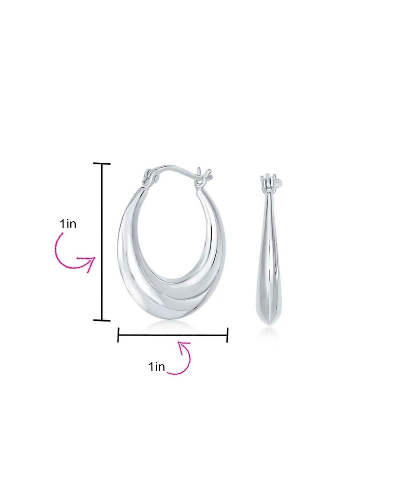 Bling Jewelry Round Circle Finish Crescent Tapered Tube Hoop Earrings Sterling Silver Hinged Notched Post 1 Inch Diameter