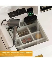 Gaomon Vanity Desk Lighted Mirror and Charging Station Makeup Vanity for Bedrooms, Apartments, Easy to Assemble