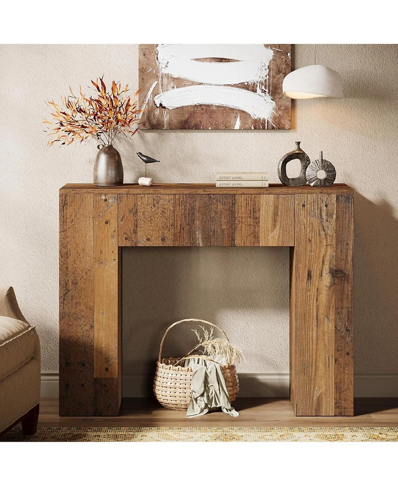 Tribesigns 39" Wooden Farmhouse Console Table with Drawer for Entryway, Living Room, or Hallway