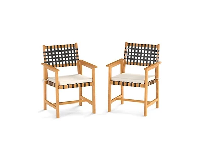 Slickblue 2-Piece Wooden Dining Chairs for Patio with Armrests
