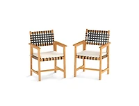 Slickblue 2-Piece Wooden Dining Chairs for Patio with Armrests