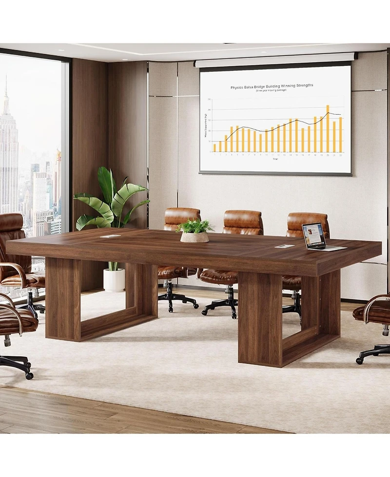 Tribesigns 8FT Conference Table for 10 People, 94.5" W Large Meeting Table with 2 Cable Grommet, Business Style Seminar Boardroom Podcast Tables
