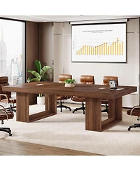 Tribesigns 8FT Conference Table for 10 People, 94.5" W Large Meeting Table with 2 Cable Grommet, Business Style Seminar Boardroom Podcast Tables