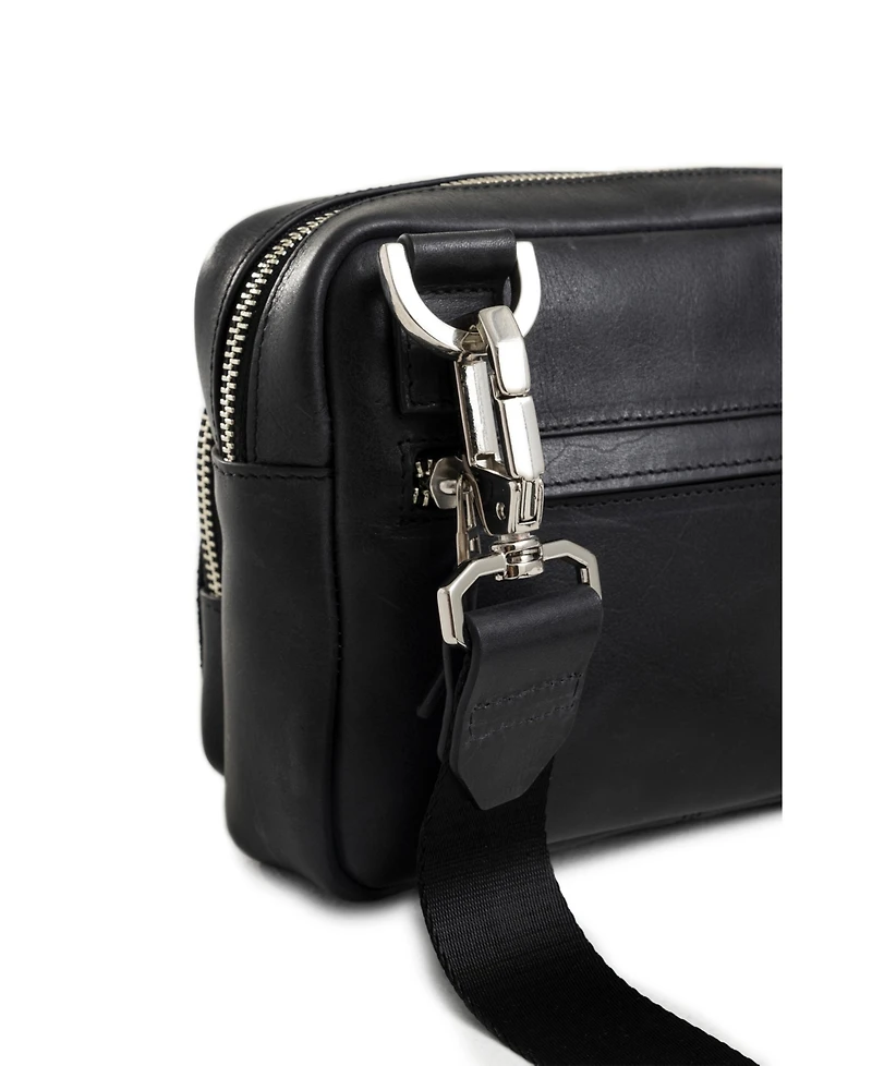 Velez Bright Leather Crossbody Bag with Suede Detail
