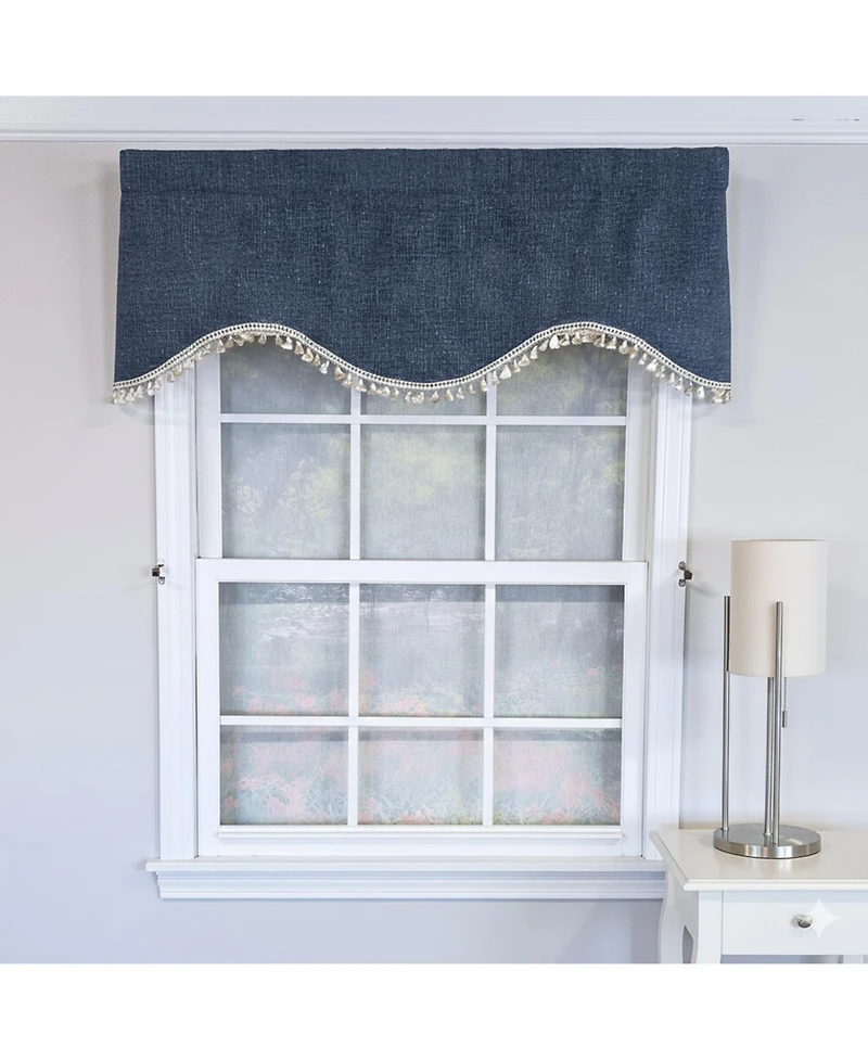 Rlf Home Flanel Cornice 100% Cotton Rod Pocket Lined Window Valance 50" x 17" Navy