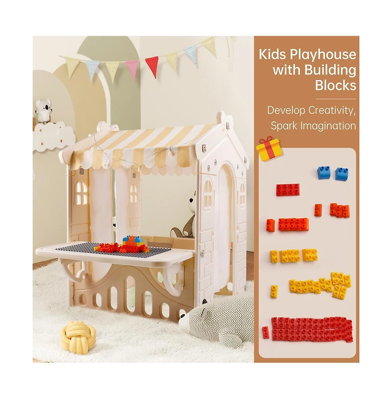 Bruce & Shark Foldable Kids Playhouse with Lights, Blocks & Open Design