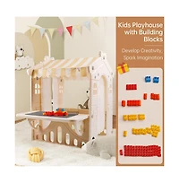 Bruce & Shark Foldable Kids Playhouse with Lights, Blocks & Open Design