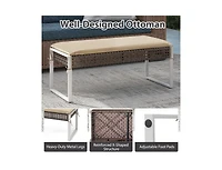 Slickblue 43" Patio Ottoman with Seat Cushion and Sturdy Metal Legs