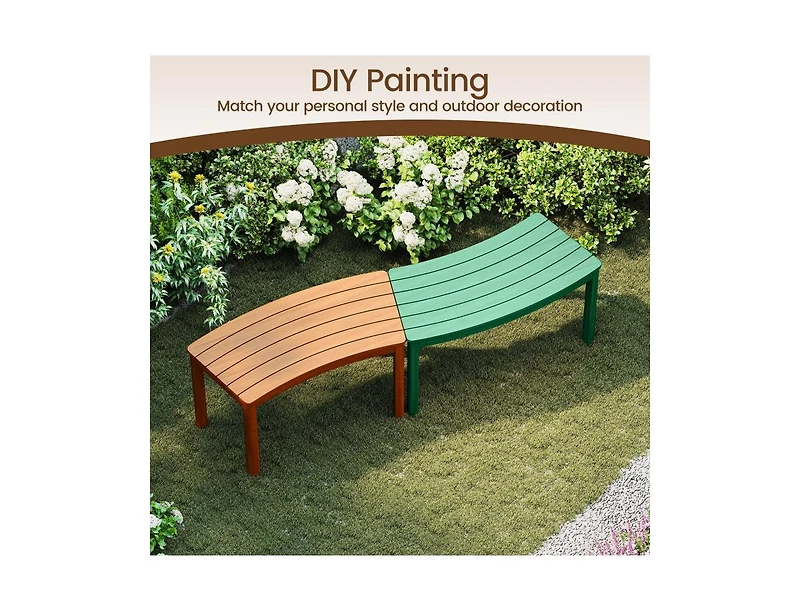 Slickblue Outdoor Curved Wood Bench Set of 2 for Front Porch