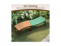 Slickblue Outdoor Curved Wood Bench Set of 2 for Front Porch