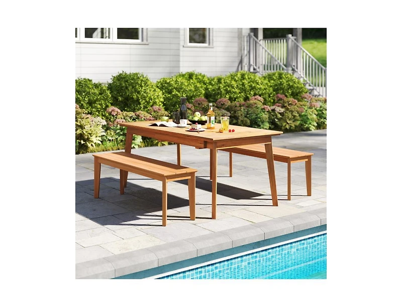 Slickblue 55 Inches Outdoor Teak Wood Bench For Garden