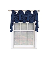 Rlf Home Classic Solid 3-s Victory 100% Cotton Tab Top Swag Window Curtain 54" x 25" Navy