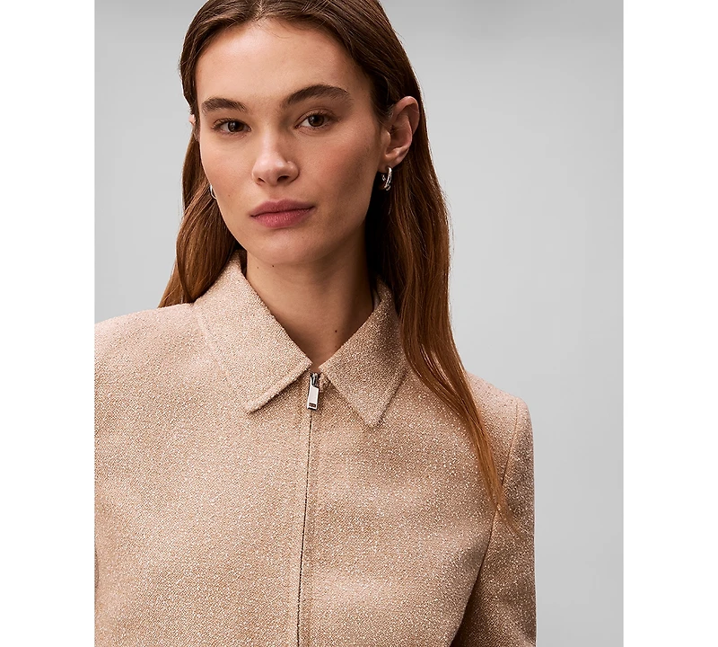 Calvin Klein Women's Boucle Point Collar Shirt Jacket