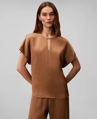 Calvin Klein Women's Plisse Short-Sleeve Top