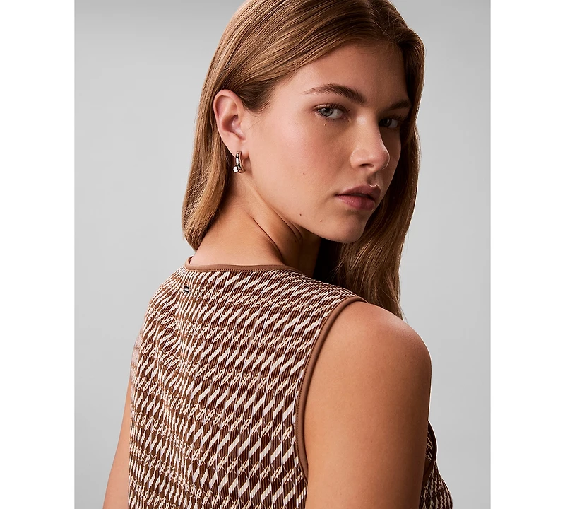 Calvin Klein Women's Plisse Print Crewneck Midi Dress