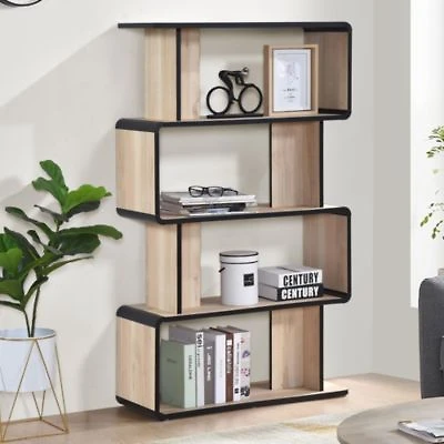 Kings Brand Furniture Nathan Wooden Display Book Shelf Bookcase X2013 Shelving Rack Unit Organizer Oak Black