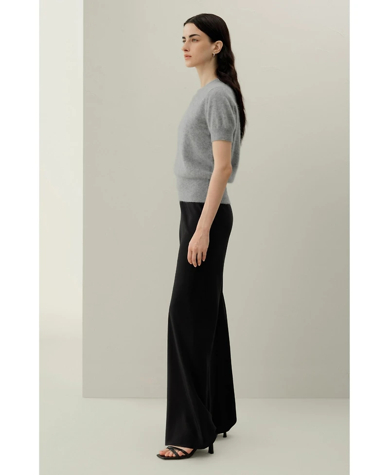 Lilysilk Women's Brushed Cashmere Short-Sleeve Sweater